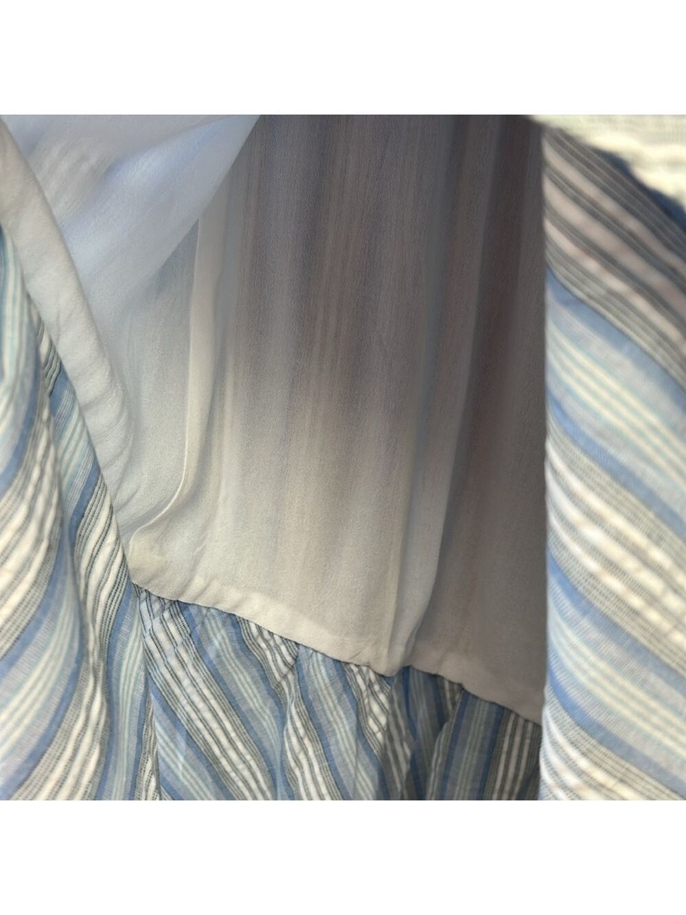 Moon River NWOT Light Blue Striped Ruffle Fringe High Low Maxi Skirt 100% cotton - Picture 4 of 12